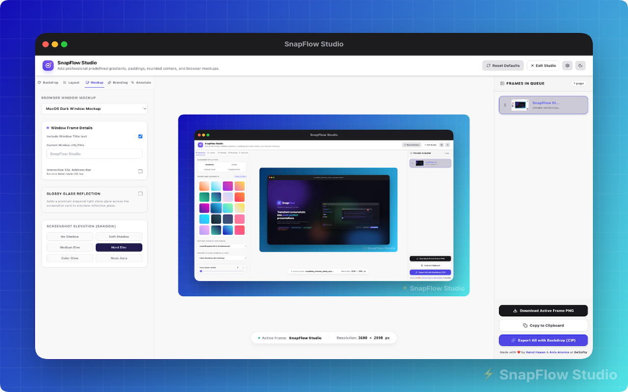 Window mockup frame selection
