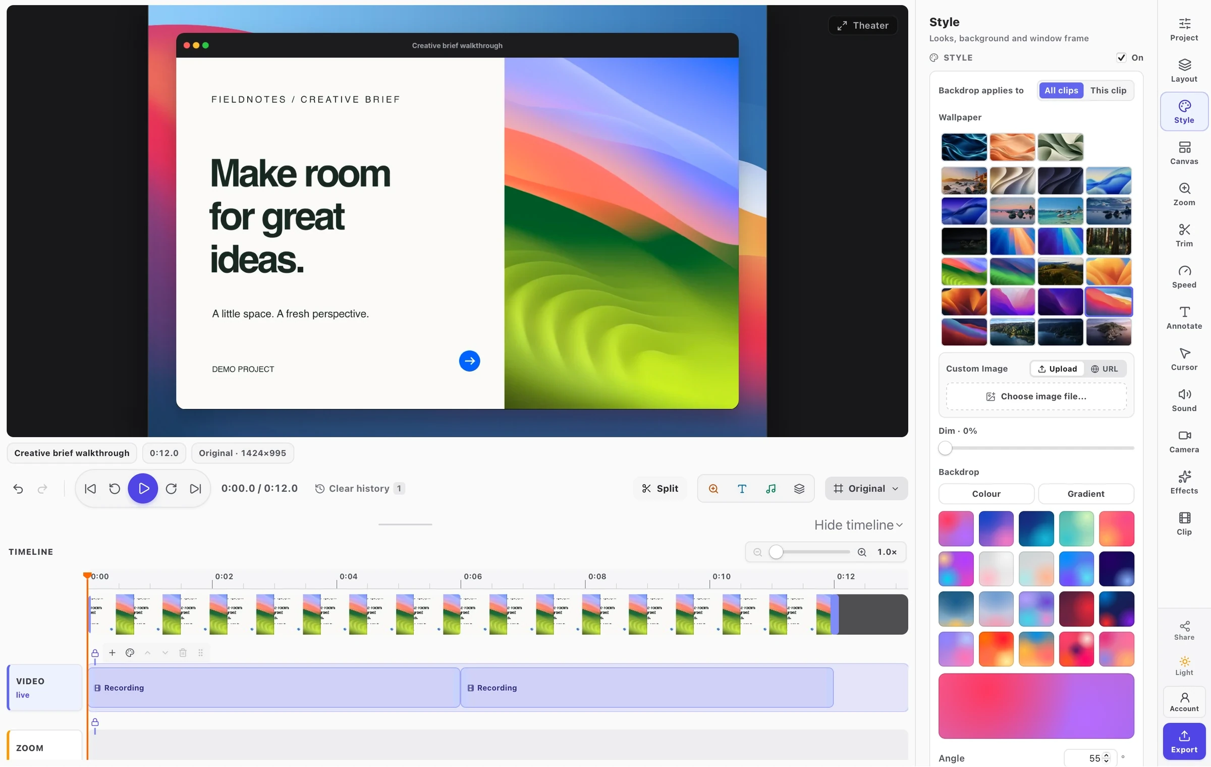 The actual native FramioCam for Mac editor on FramioCam’s original Tidal Silk backdrop.