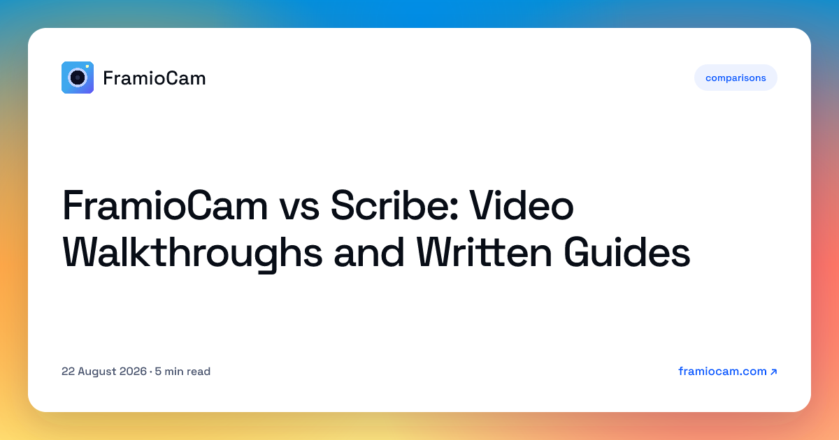 FramioCam vs Scribe: Video Walkthroughs and Written Guides