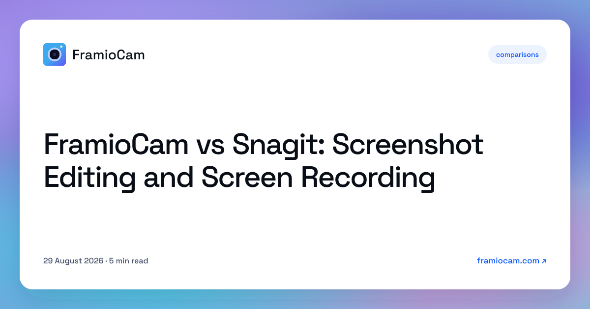 FramioCam vs Snagit: Screenshot Editing and Screen Recording